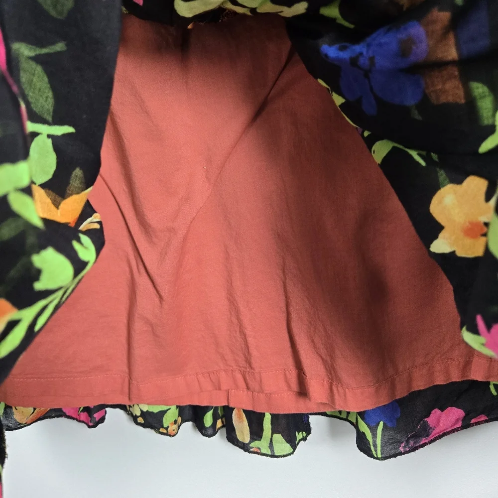 Old Navy Y2K Vibrant Bright Colorful Floral Tiered Cotton Pull On Skirt Small